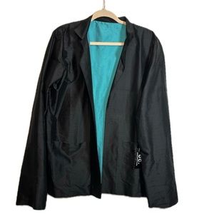 UC 2 Under Construction Open Front Blazer, Black & Turquoise Size XL